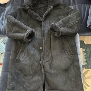 Black oversize warm winter coat